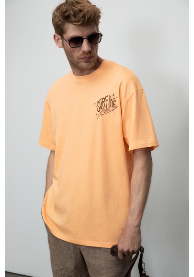 Grımelange Alonzo Erkek Oversize Fit %100 Pamuk Nakışlı Ve Baskılı Turuncu T-shirt Grımelange Alonzo Erkek Oversize Fit %100 Pamuk Nakışlı Ve Baskılı Turuncu T-shirt