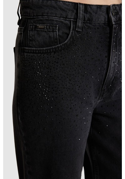 U.S. Polo Assn. Kadın Siyah Loose Fit Jean Pantolon 50330035-dn0027