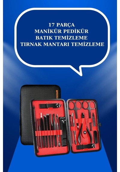 17 Parça El Ayak Bakım Seti Tırnak Temizleme Manikür Pedikür Cımbız Törpü Tırnak Makası 07827655