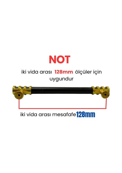 4 Adet Halka Boru Altın Siyah Metal Mobilya Kulpu 128mm Siyah - Altın