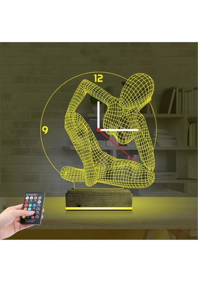 Luvivia Minimalist Kadın Heykel Saatli 3d Lamba - Masa Gece Lambası Şeffaf