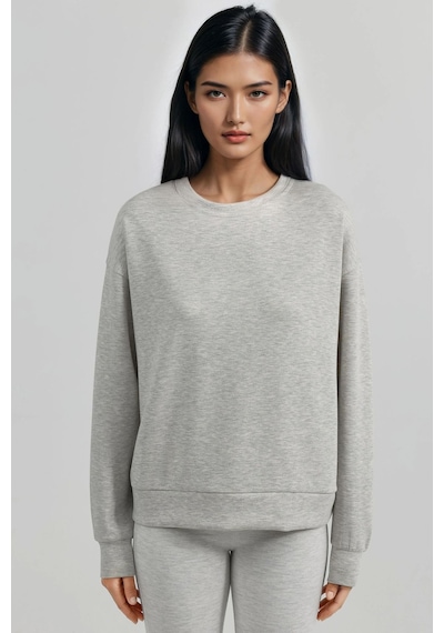 Hiccup Busem Rahat Kesim Bisiklet Yaka Modal Sweatshirt Açık Gri