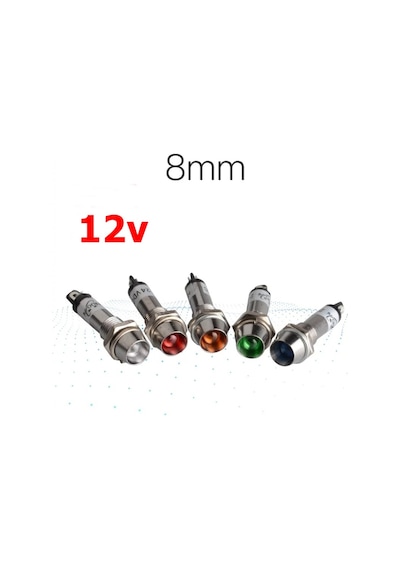 Ic-225 12V 8Mm Sinyal Lambası Metal Led Lamba 50 Adet-Yeşil