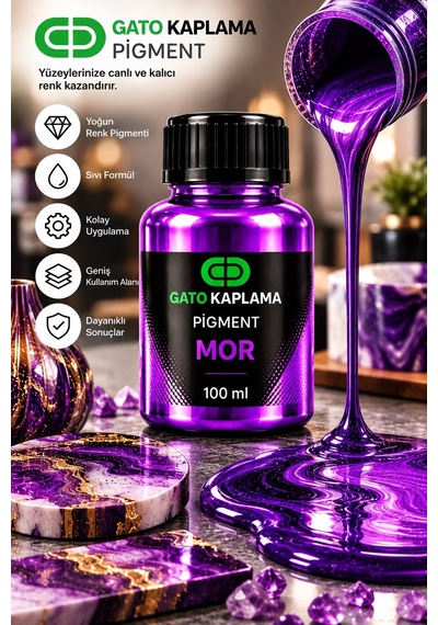 Gato Kaplama Solvent Bazlı Transparan Sıvı Pigment Boya 100 Ml Mor Renk Renklendirici