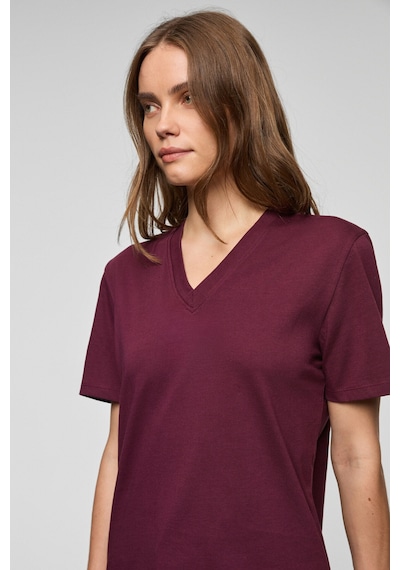 Grımelange Alıne Kadın %100 Organik Pamuk Derin V Yakalı Comfort Fit Bordo T-shirt Bordo Grımelange Alıne Kadın %100 Organik Pamuk Derin V Yakalı Comfort Fit Bordo T-shirt Bordo