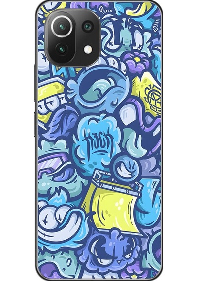 Xiaomi Mi 11 Lite Uyumlu Şeffaf Kılıf Graffiti 9 Tasarımlı
