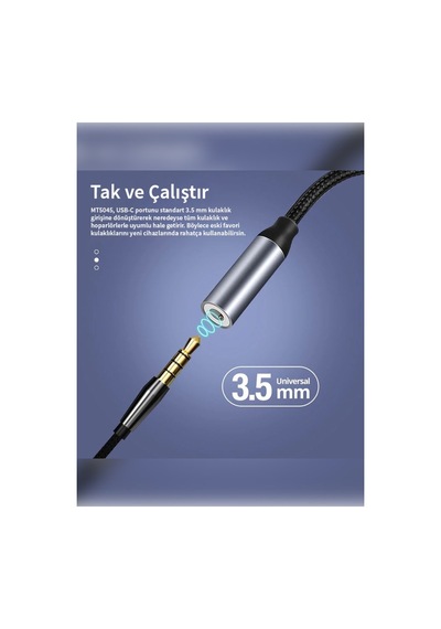 Type-c To 3.5mm Aux Adaptör - Dac Çipli, Dayanıklı Örgü Kablo Ses Dönüştürücü