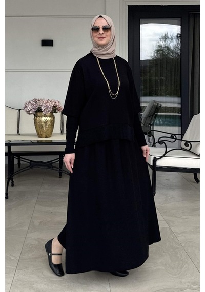 Rabia Şamlı Ela Modal Takım Siyah Çok Renkli