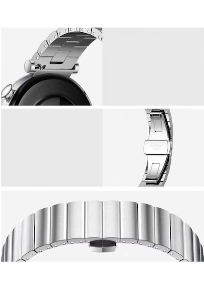 Huawei Watch Gt4 41mm İle Uyumlu Renk Detaylı 18mm Paslanmaz Çelik Metal Kordon Kayış