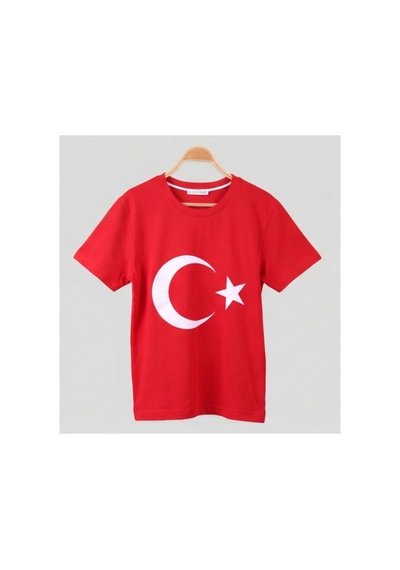Mavi Boncukk Unisex Atatürk, Türk Bayrağı Ve İmzalı Baskılı Kısa Kollu Bisiklet Yaka Tişört Siyah