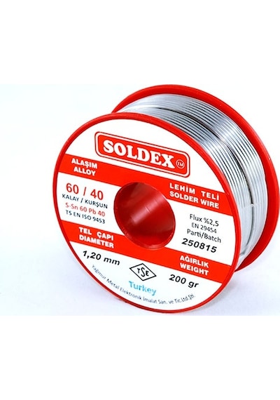 Soldex 60-40 Lehim Teli 200 Gr 1 Mm - Sn:60 / Pb:40