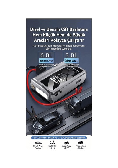 2026 Model 30000mah 5000a Akü Takviye & Lastik Şişirme Pompası