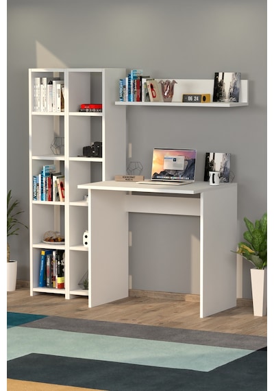 Moonlife Moonlife Trend Kitaplıklı Çalışma Masası Beyaz