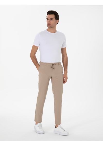 Cacharel Vizon Slim Fit Beli Bağcıklı Esnek Klasik Pantolon Kahverengi Cacharel Vizon Slim Fit Beli Bağcıklı Esnek Klasik Pantolon Kahverengi