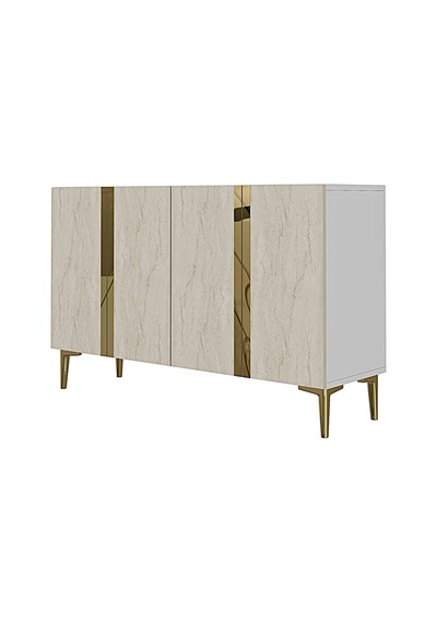 Ka1298btg Anka Konsol Ve Tv Sehpası Beyaz-traverten-gold 120cm