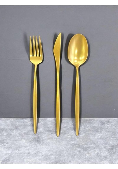 Maxx Doria Cosmos Titanyum Mat Gold 12 Kişilik 84 Parça Çatal Kaşık Bıçak Takımı Pa1034 Altın