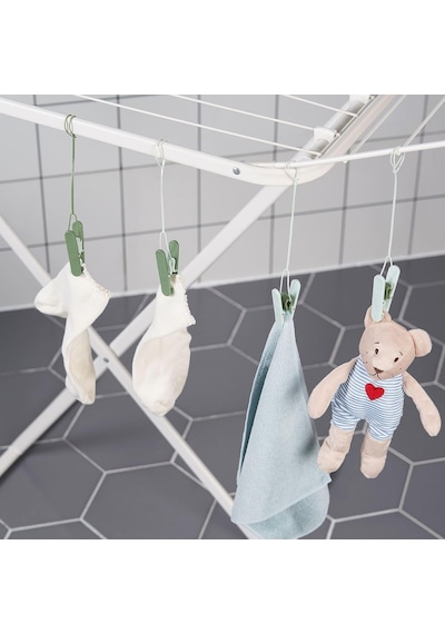 Ikea Slibb Yeşil Mandal Seti, Halka İle Asma Aparatı, 8'li Set, 10 Cm, Çamaşır Mandalı Diğer