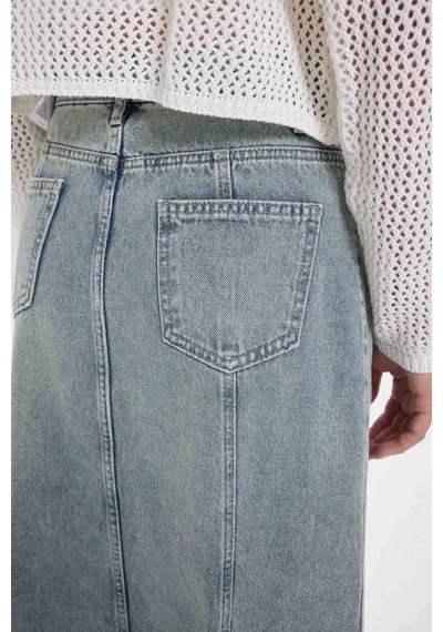 Defacto Fashion Fit Cepli Jean Maxi Etek D4420AX24AUNM85 İndigo