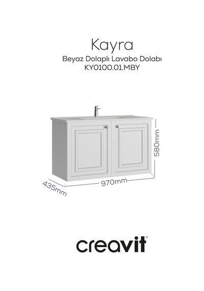 Creavit Kayra Lavabo Dolabı Kapaklı 100cm Mat Beyaz Mat Beyaz Creavit Kayra Lavabo Dolabı Kapaklı 100cm Mat Beyaz Mat Beyaz