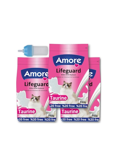 Amore Lifeguard Yavru Kedi Süt Tozu 3 x 240 G + Biberon
