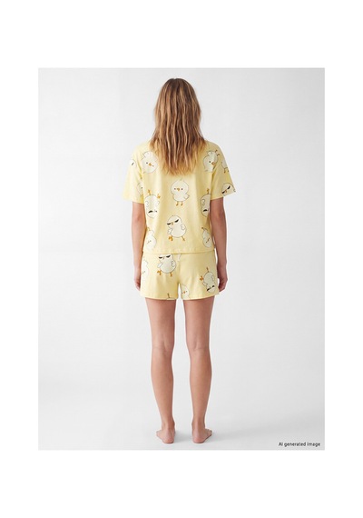Lcw Young Sarı Desenli Kadın Şortlu Pijama Takımı