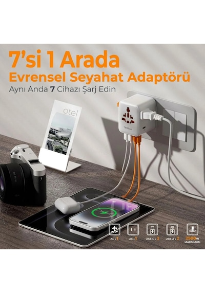 Tessan Evrensel Seyahat Adaptörü, 5 Usb Portlu 1 Usb C Uluslararası Fiş Adaptörü, Abd'den Avrupa Birliği, İngiltere, Avustralya Ve İrlanda'ya Dünya Çapında Elektrik Prizi Tessan Evrensel Seyahat Adaptörü, 5 Usb Portlu 1 Usb C Uluslararası Fiş Adaptörü, Abd'den Avrupa Birliği, İngiltere, Avustralya Ve İrlanda'ya Dünya Çapında Elektrik Prizi