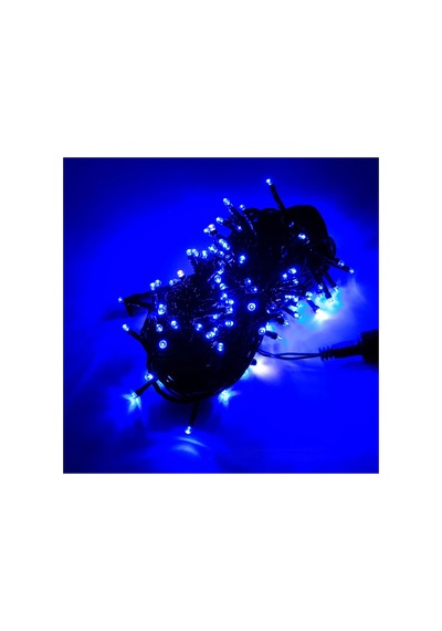 Yılbaşı Noel Işığı 20 Metre Siyah Kablo 200 Led Işık Lamba Su Geçirmez 220 V Fişli Mavi