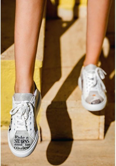 Kadın Vegan Deri Gri Sneakers - Rider Woman Tasarım Çok Renkli