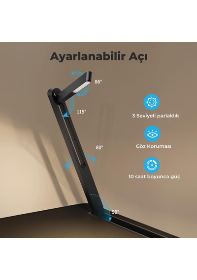 Bix Saiji K8 Ultimate Çok Fonksiyonlu Ayarlı Led Işıklı Çalışma Masası Siyah Siyah