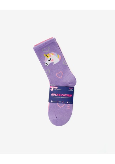 Skechers 3'lü Paket Funny Feet Uzun Çorap Büyük Kız Çocuk Lila-pembe-gri Sk2520117-3474
