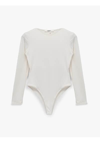 Koton Bisiklet Yaka Uzun Kollu Bodysuit Ekru 7wak80003ek