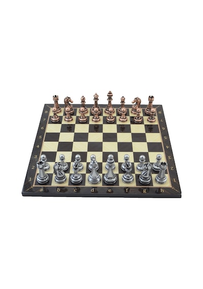 Metal Klasik Satranç Takımı Antik Ve Ceviz Desenli Mdf Ahşap Sat