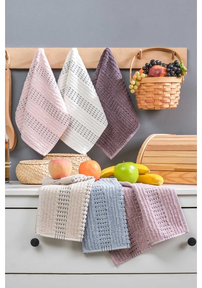 6 Lı Soft Touch Mutfak Pamuklu Havlu Seti 30x50 Cm Beyaz