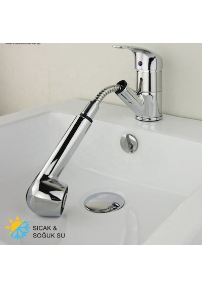 Beyazsu Mix Aç Kapa Pirinç Berber Lavabo Bataryası Pirinç