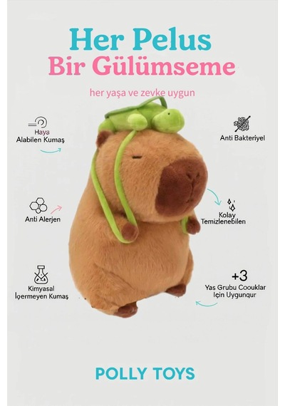 Capybara 35 Cm Yumuşak & Sevimli Peluş Oyuncak Acı Kahverengi