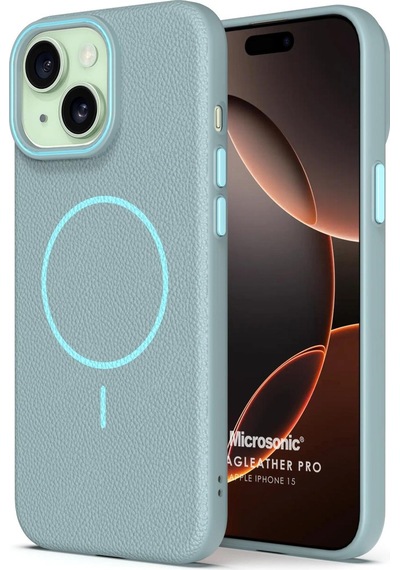 Microsonic Apple Uyumlu iPhone 15 Kılıf Magleather Pro Mavi -