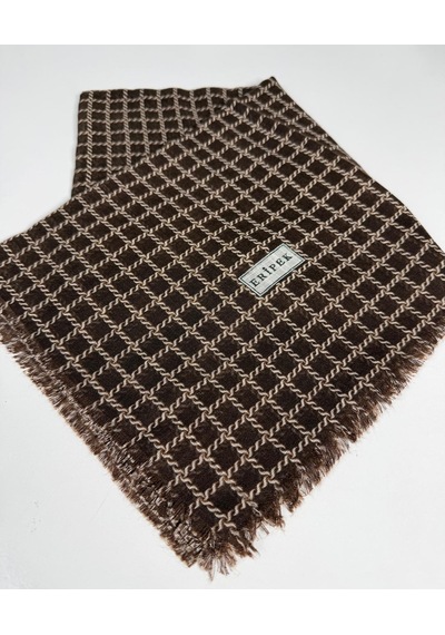 Eripek Desenli Flamalı Keten Eşarp- 06112 Kahve-kiremit