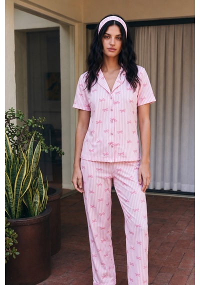 Viskon Karışım Homewear Pembe Pijama Takımı