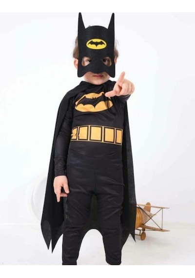 Erkek Çocuk Siyah Batman Kostümü Siyah