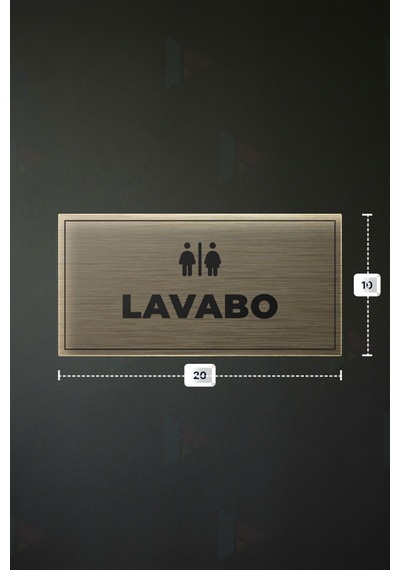 Lavabo Yazılı - Metal - Gold Renk - Kapı İsimliği - 20x10 Cm
