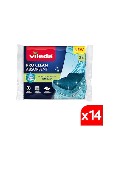 Vileda 14 Paket 2li Pro Clean Viskoz Selüloz Bulaşık Süngeri Vld0000000465