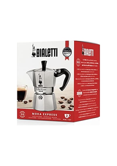 Moka Express: 2 Cups Ocak Üstü Espresso Pişirici - 90ml - Gümüş Renk - Alüminyum Gövde - Patentli Güvenlik Valf