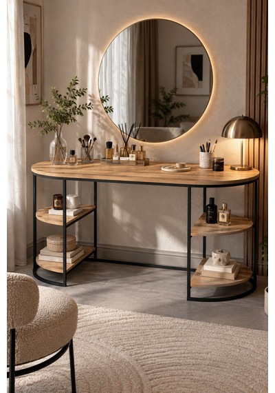 Sulorahome Dolunay Çalışma Ve Makyaj Masası Kahverengi 140 Cm