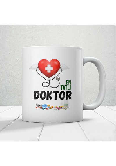14 Mart Tıp Bayramı En Tatlı Doktor Baskılı Kupa Bardak Beyaz