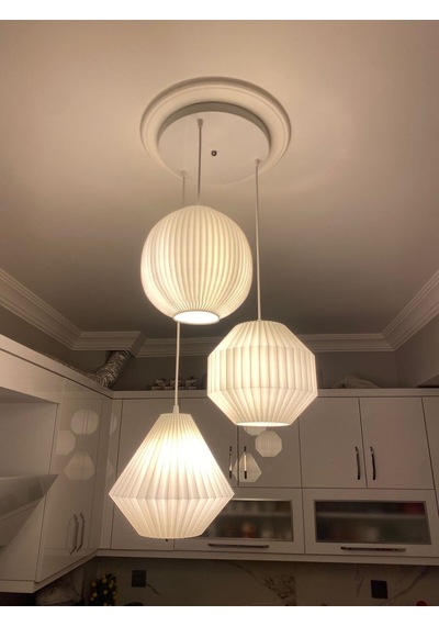 Zen Trio 3 Lü Avize Bohem Ve Modern Dekoratif Sarkıt Aydınlatma Salon, Mutfak, Yatak Odası Beyaz