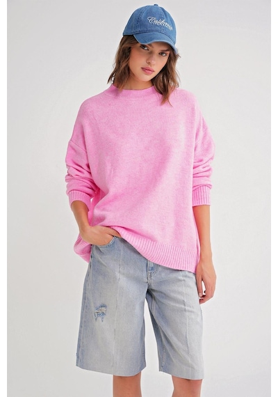 Hiccup Mixray Oversize Triko Kazak Toz Pembe
