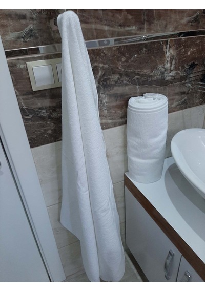6'lı Otel Banyo Havlusu Beyaz 90x145 | Büyük Boy %100 Pamuk Kalın Vücut Havlusu