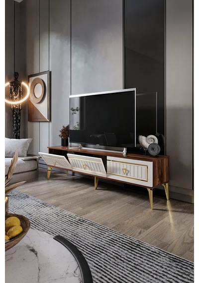 180 CM KLAS MDF MEBRAN KAPAK EKRU CEVİZ GOLD