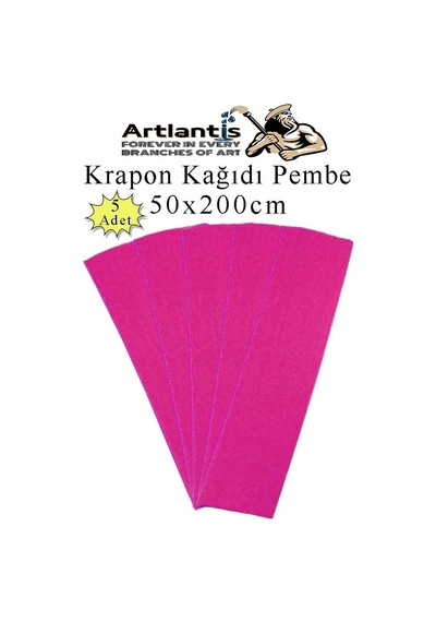 Krapon Kağıdı 50x200 Cm 5 Adet Renkli Grapon Kağıdı Okul Sınıf Etkinlik Kreş Okul Öncesi Kırapon Grafon Pembe