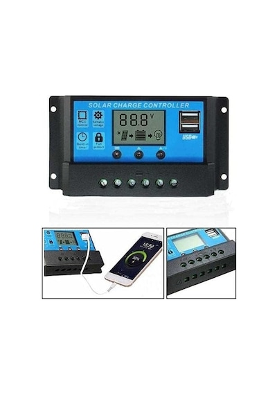 Güneş Paneli Solar Akü Şarj Kontrol Cihazı 12v 24v 30 Amper